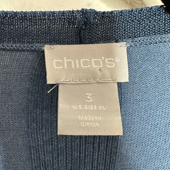 Chico's Woman's Open Drape Front Cardigan Size XL Blue Light Weight Soft - Picture 4 of 10